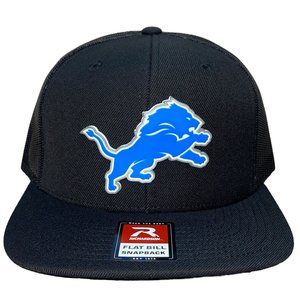 Detroit Lions 3D PVC Patch Flat Bill Hat- Black
